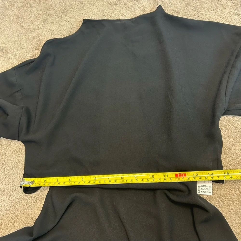 Zara Black Asymmetric Flowing Cut Out Open Back Blouse Top Tie Back NWOT - Picture 11 of 15